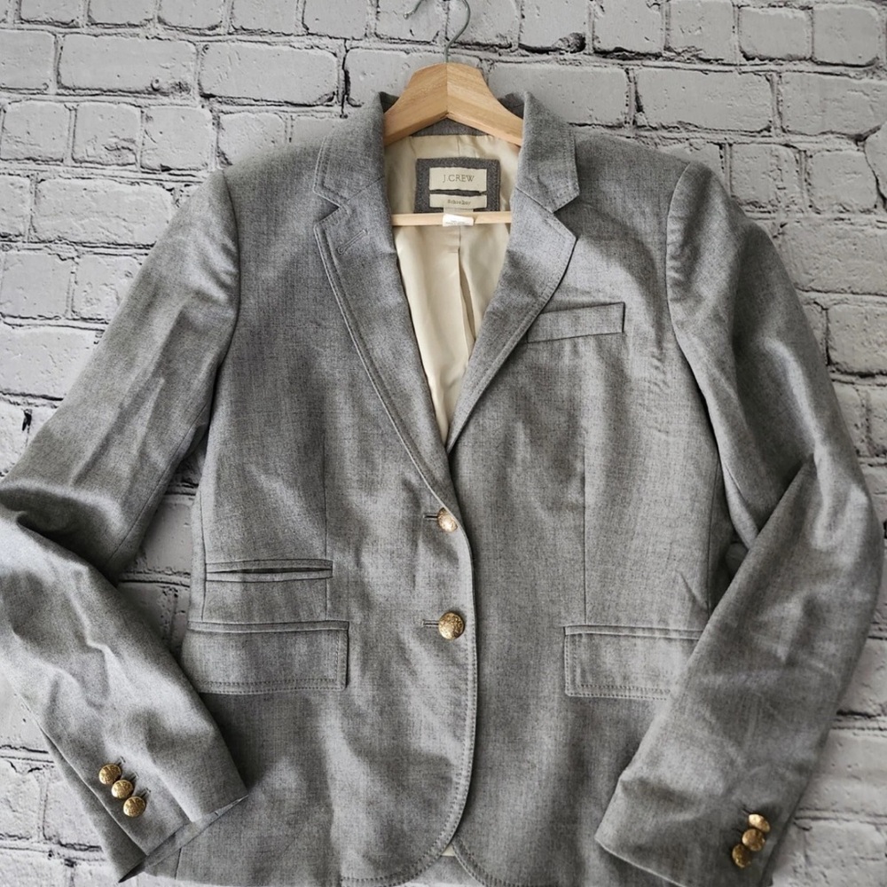 J. Crew Women's Gray Blazer with Gold Buttons